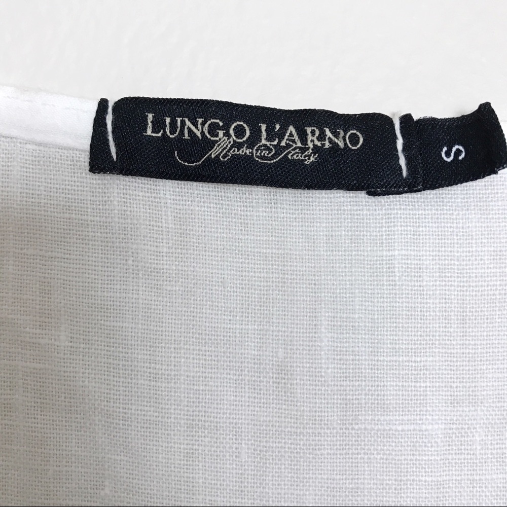 Lungo L’arno White Linen Tank Beaded Neckline Sz S - Picture 7 of 8